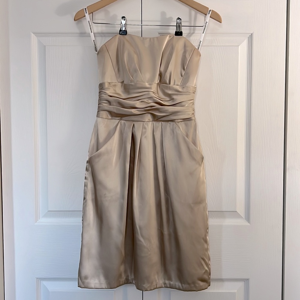 David’s Bridal bridesmaids dress in champagne. Size 2.